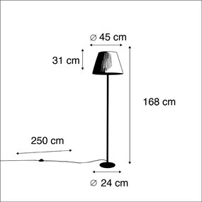 Moderná stojaca lampa čierna s bielym skladaným tienidlom 45 cm - Simplo