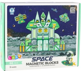 LEAN Toys Magnetické kocky Vesmír – Vesmírna stanica 4D, 66 dielov
