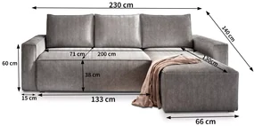 Tmavomodrá rohová pohovka SMART COSARO, obojstranná + 2 vankúšiky ZADARMO