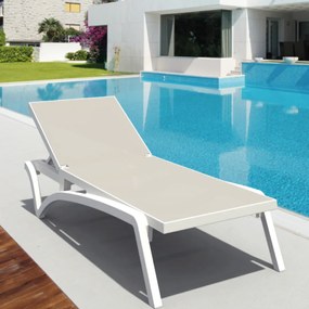 PACIFIC záhradné lehátko white/taupe
