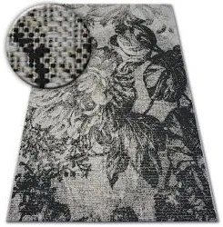 styldomova Šnúrkový koberec sizal floorlux 20491 kvety strieborný/čierny