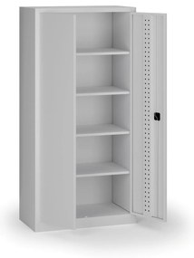 Policová dielenská skriňa 2-dverová, 4 police, 1950 × 950 × 500 mm, sivé dvere