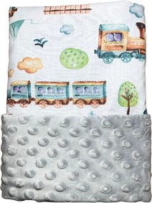 Deka Train detská/minky sivá 60x70 cm – vláčiková deka pre bábätká