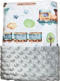Deka Train detská/minky sivá 60x70 cm – vláčiková deka pre bábätká