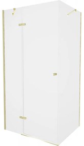 Mexen Roma, sprchovací kút 90 (dvere) x 80 (stena) cm, 6mm číre sklo, zlatý profil, 854-090-080-50-00