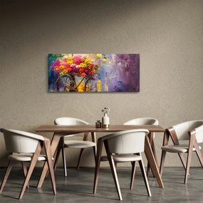 Obraz - Bicykel s kvetmi (120x50 cm)