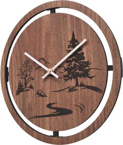 Drevené nástenné hodiny s lesným motívom | HOLU: HDF - Javor 30 cm 4798-115356 HDF0609-silver-ruky