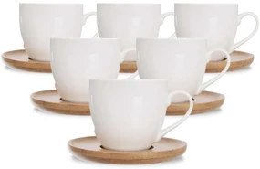 Orion Darčeková sada porcelánových šálok s podšálkami WHITELINE, 6 ks