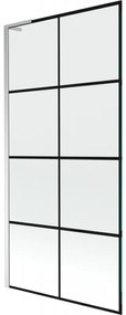 Mexen Next L, 1-krídlová vaňová zástena 90 x 150 cm, 6mm číre sklo-čierny vzor, chrómový profil, 895-090-000-03-77-01