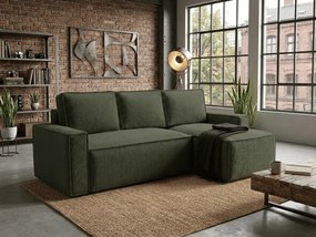 Rozkladacia obojstranná sedacia súprava do L SMART BOUCLE 232x143 cm, tmavozelená