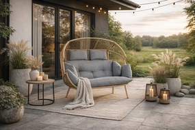 Dvojmiestne záhradné kreslo Cocoon Boho na terasu, sivé,