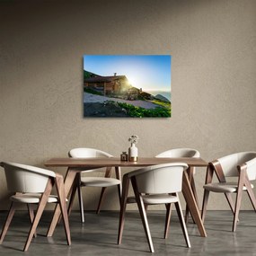 Sklenený obraz - Ráno v alpách, Tirolsko (70x50 cm)
