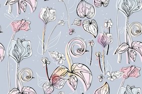Tapeta krásne vintage kvety - 75x1000 cm