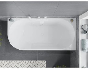 Mexen Mia, voľne stojaca rohová vaňa, pravá, 180 x 80 cm, biela, biely prepad, 52691808000P-20
