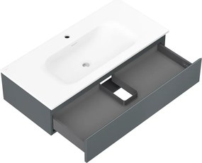Mexen Orio, kúpeľňová skrinka 100 cm s umývadlom Vela, 1 zásuvka, grafitová matná/biela matná, 91A10-10023-1-BF66-W23M01