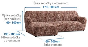 Bielastické poťahy UNIVERSO NOVÉ žíhané hnedé sedačka s otomanom vľavo (š. 170 - 300 cm)