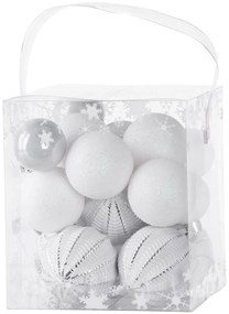 Gule MagicHome Vianoce, 31 ks, bielo - strieborné, mix, na vianočný stromček, 6-3 cm