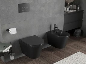 Mexen Rico, závesná WC misa 490x360x370 mm, Rimless Tornádo, čierna matná, 3372XX85T