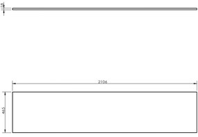 Mexen Uni, pracovná doska 210 cm, biela matná, 91AXX-2104-464-18-01