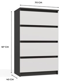 Komoda Malwa M4 70 cm antracit/bílá