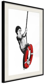 Artgeist Plagát - Banksy: Boy on Rope [Poster] Veľkosť: 20x30, Verzia: Čierny rám s passe-partout