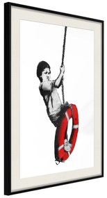 Artgeist Plagát - Banksy: Boy on Rope [Poster] Veľkosť: 30x45, Verzia: Čierny rám s passe-partout