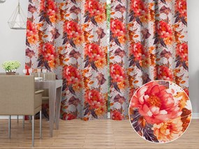 Biante Bavlnený záves Sandra SA-600 Veľké červeno-ružovo-oranžové kvety pivonky na bielom 150x150 cm