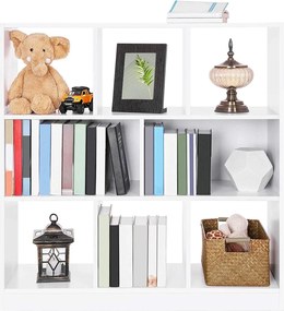 Knižnica, polica na knihy s otvorenými priehradkami, biela