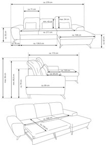 Rozkladacia rohová čalúnená sedacia súprava s úložným priestorom v tvare L ALTA pravá béžová