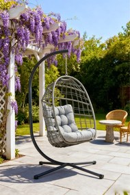 Skládací závěsné houpací křeslo Houseland Chloe šedé