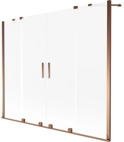 Mexen Velar Duo, 2-krídlová vaňová zástena s posuvnými dverami 200 x 150 cm, námraza, ružové zlato profil, 896-200-000-32-60