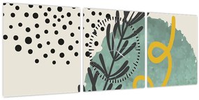 Obraz - Abstraktné listy N⁰1 (s hodinami) (90x30 cm)