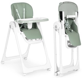EcoToys Vysoká stolička, stolička na kŕmenie, výškovo nastaviteľná, popruhy z ekokože, dvojitý zásobník