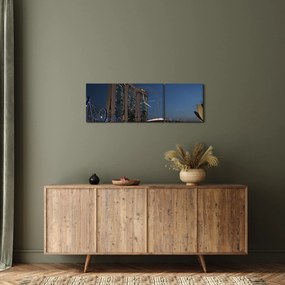 Obraz modernej metropoly (s hodinami) (90x30 cm)