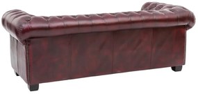 furniture-nabytek.cz - Trojmiestna pohovka Chesterfield z pravej kože, červená – 200×90×72 cm