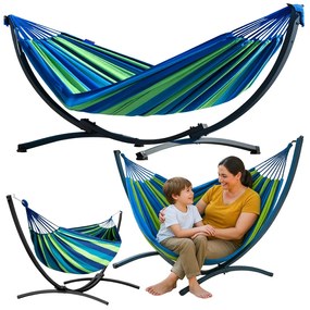 LEAN Hojdacia sieť so stojanom 200x120cm - Zeleno-modrá