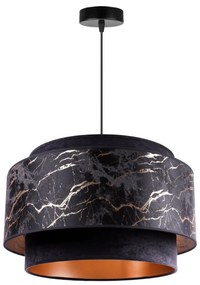 Závesné svietidlo Werona duo 3, 1x čierne textilné tienidlo so vzorom, g