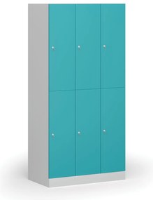 Šatníková skrinka s úložnými boxmi, 6 boxov, 1850 x 900 x 500 mm, demont, cylindrický zámok, zelené dvere