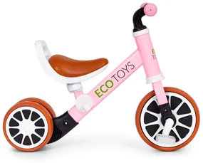Odrážadlo/Balančný bicykel s pedálmi 2v1 ružová ECOTOYS
