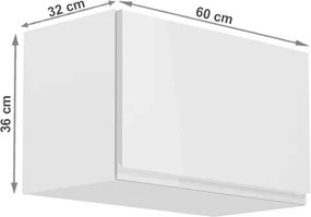 Horná kuchynská skrinka Aurora G60KN - biela / biely lesk