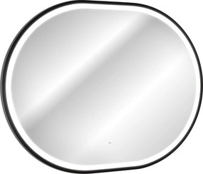 Comad Závesné zrkadlo s LED osvetlením Apollo 2 Black 90x70 cm s pohybovým senzorom, čierna