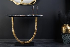 Konzola OMEGA 80cm mramorová čierna so zlatým rámom ručne vyrobená