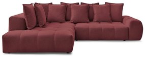 Vínovočervená ženilková rozkladacia/s úložným priestorom rohová pohovka (ľavý roh/do L) Everest – Bobochic Paris