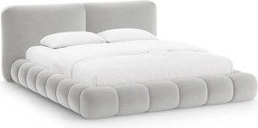 Sivá čalúnená dvojlôžková posteľ s úložným priestorom s roštom 160x200 cm Solange – Micadoni