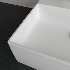 VILLEROY &amp; BOCH Memento 2.0 obdĺžnikové umývadlo na dosku s otvorom, bez prepadu, 500 x 420 mm, Stone White, s povrchom CeramicPlus, 4A0751RW