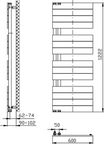 Aqualine Aqualine, MILI vykurovacie teleso 600x1222mm, čierna matná, DC626T