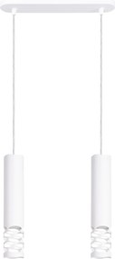 Závesné svietidlo Liro, 2x biele kovové tienidlo