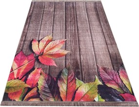 DY Hnedý koberec s motívom listov Horeca-New 106 Rozmer: 160x220 cm