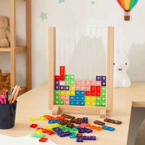 KIK Logická hra Tetris zo dreva a plastu na stojane
