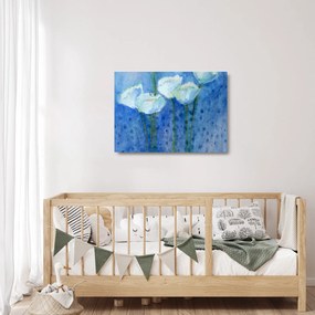 Sklenený obraz - Biele tulipány (70x50 cm)